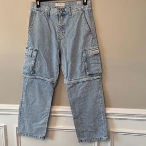 PacSun Light Blue Relaxed Cargo Zip off Jeans